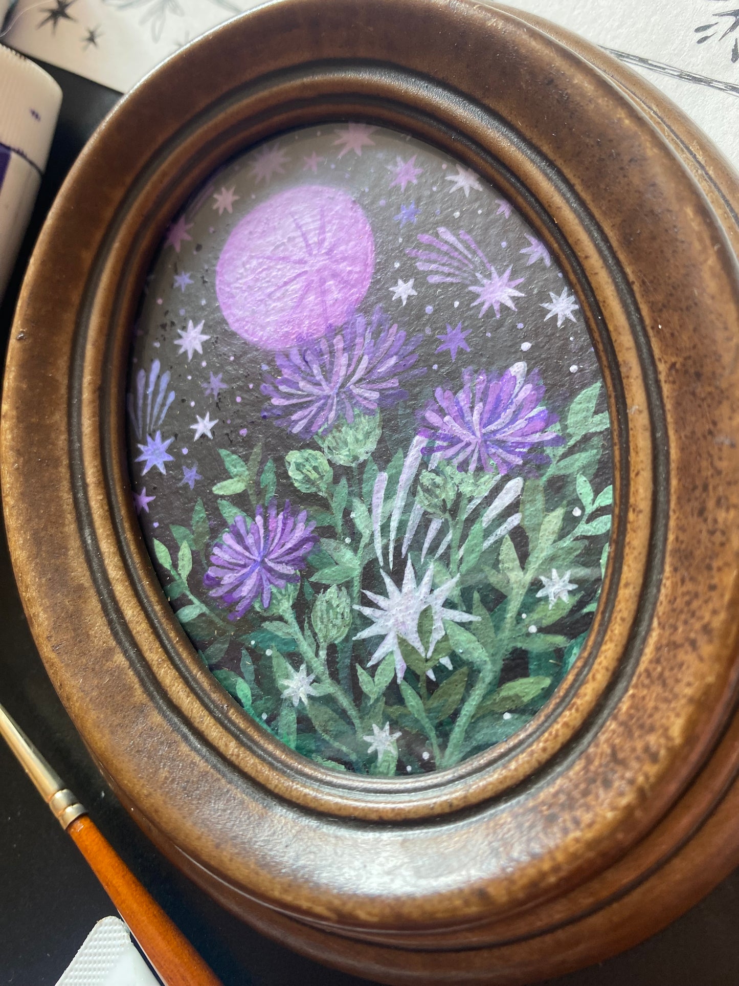 Thistle Moon | Mini Framed Original Painting