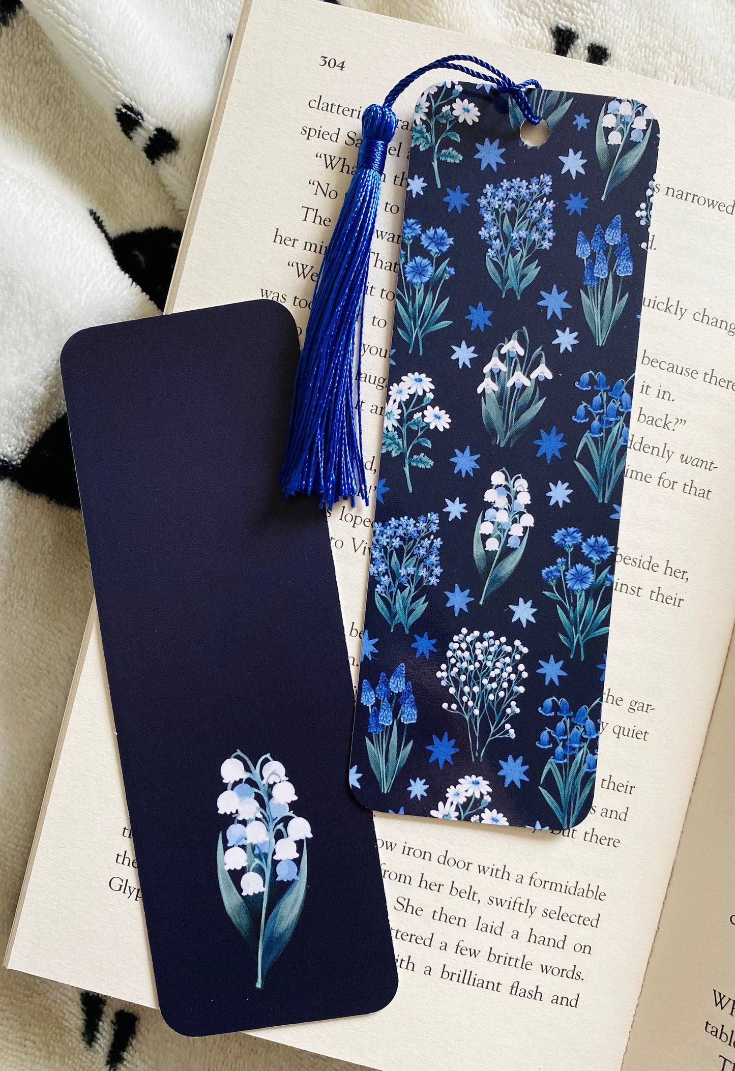 Blue White Flowers Bookmark