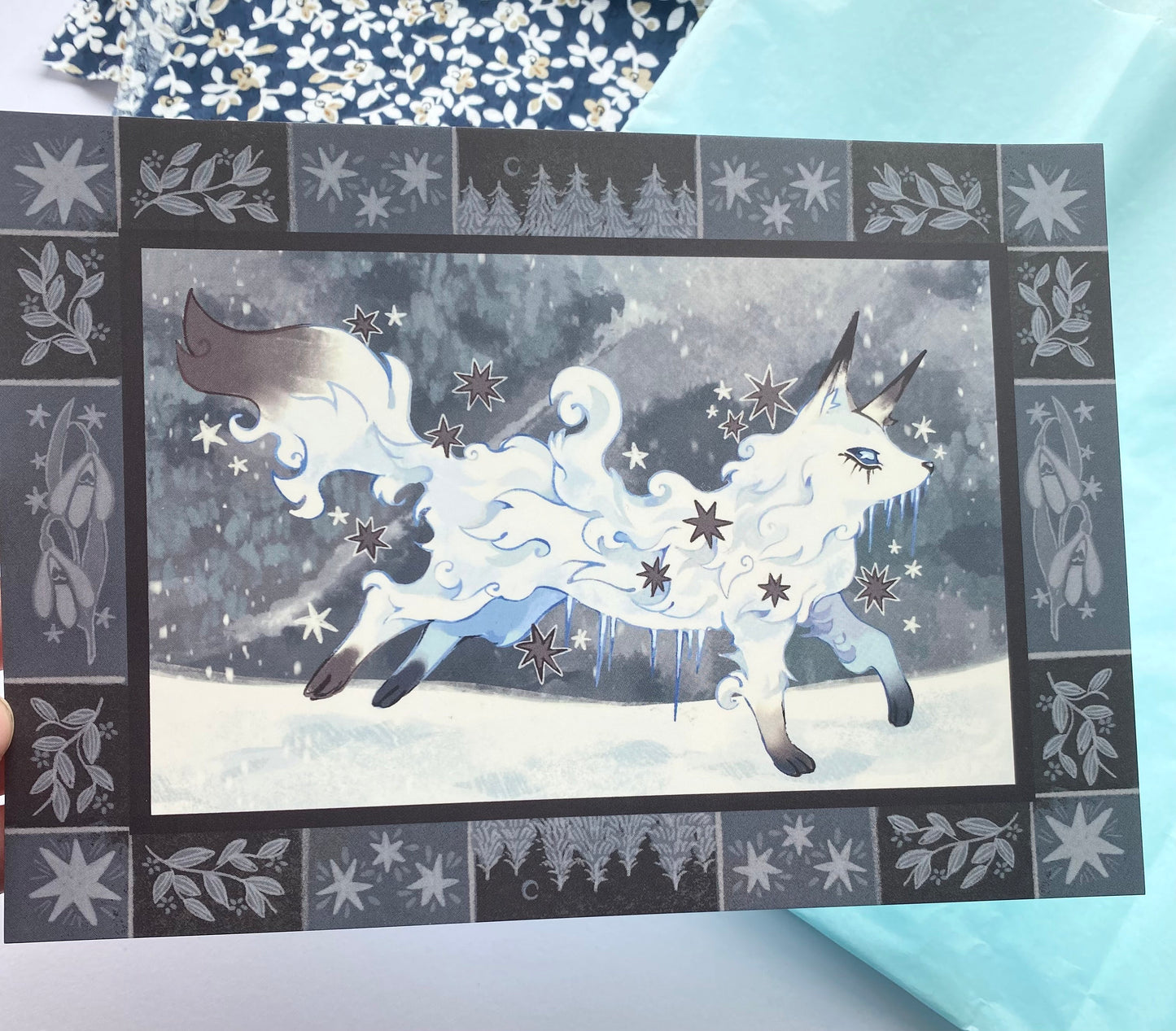 Black Ice Fox | A5 Postcard Print