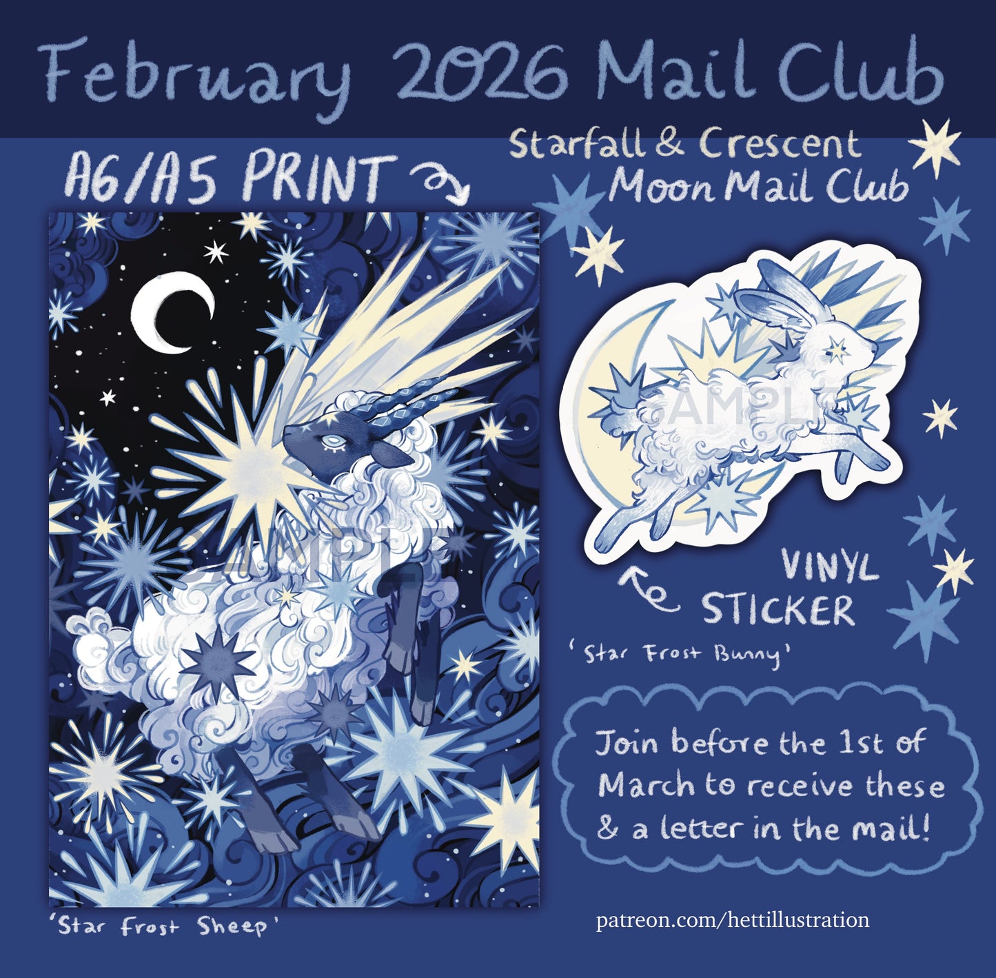 Starry Frost Sheep Print & Bunny Sticker