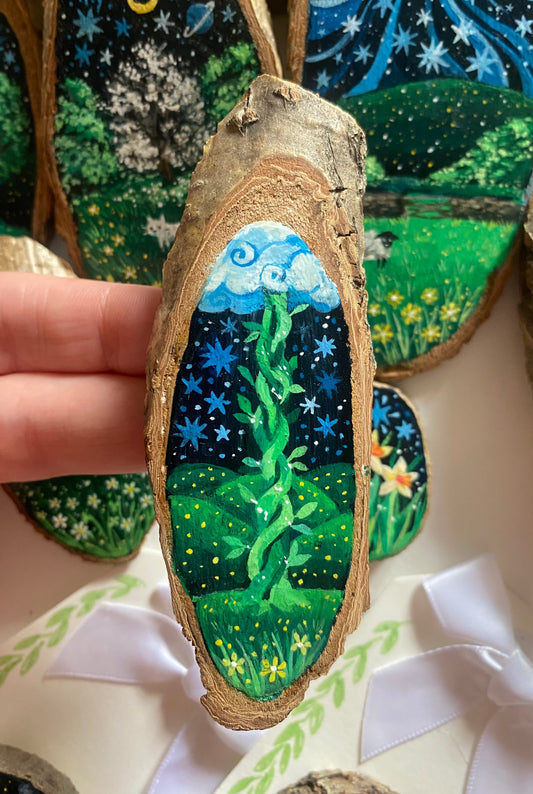 Beanstalk | Wood Slice Painting