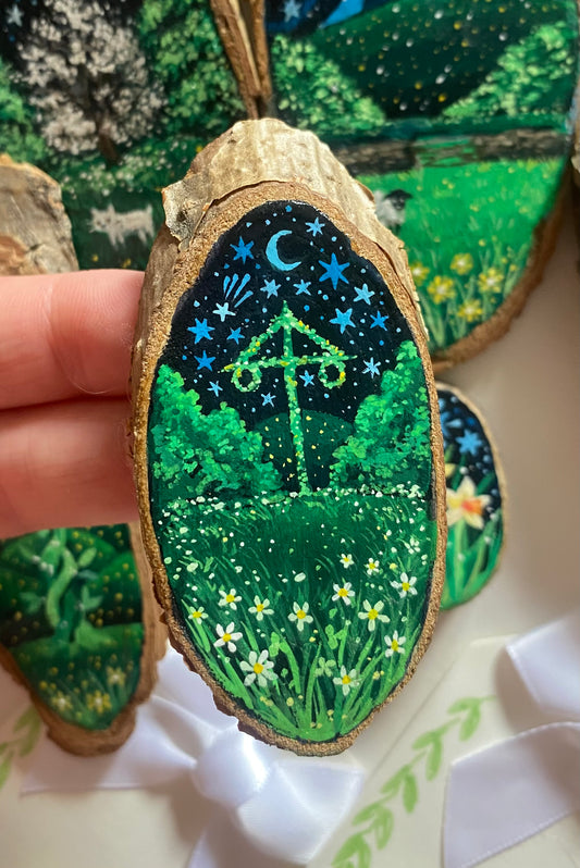Moonlight Maypole | Wood Slice Painting
