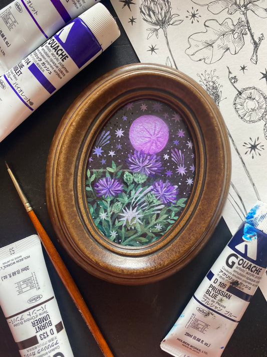 Thistle Moon | Mini Framed Original Painting