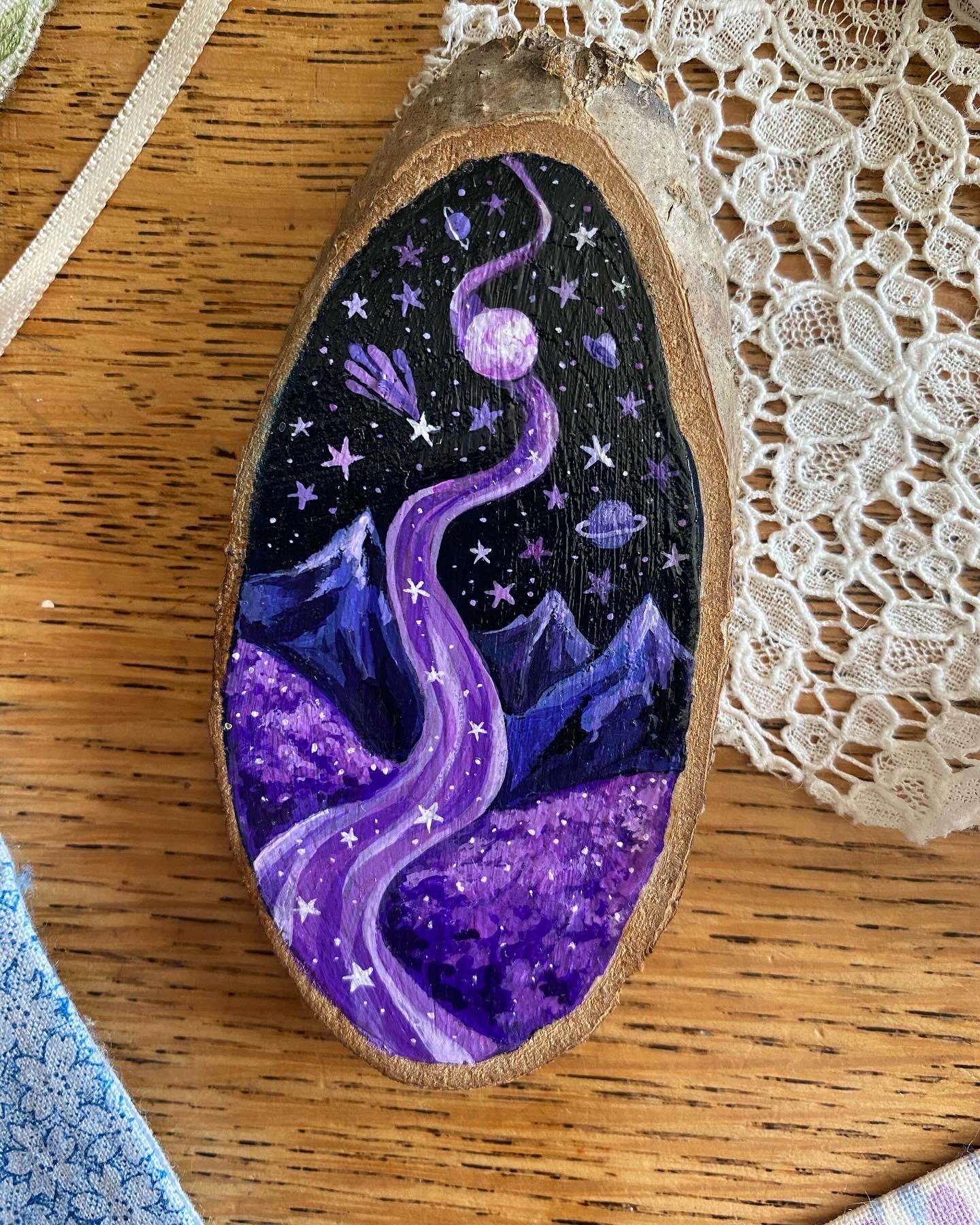 Moonlight Magic | Wood Slice Painting