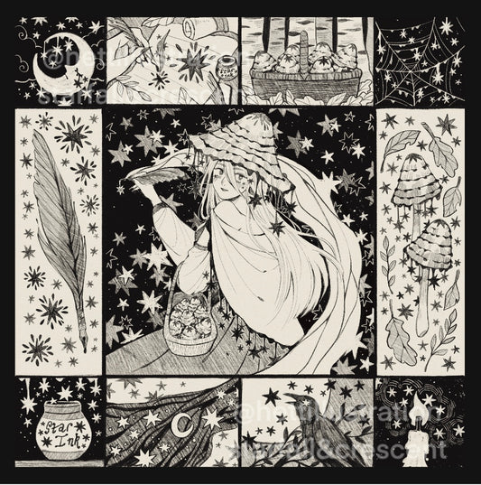 Starry Inkcap Witch | Square Art Print