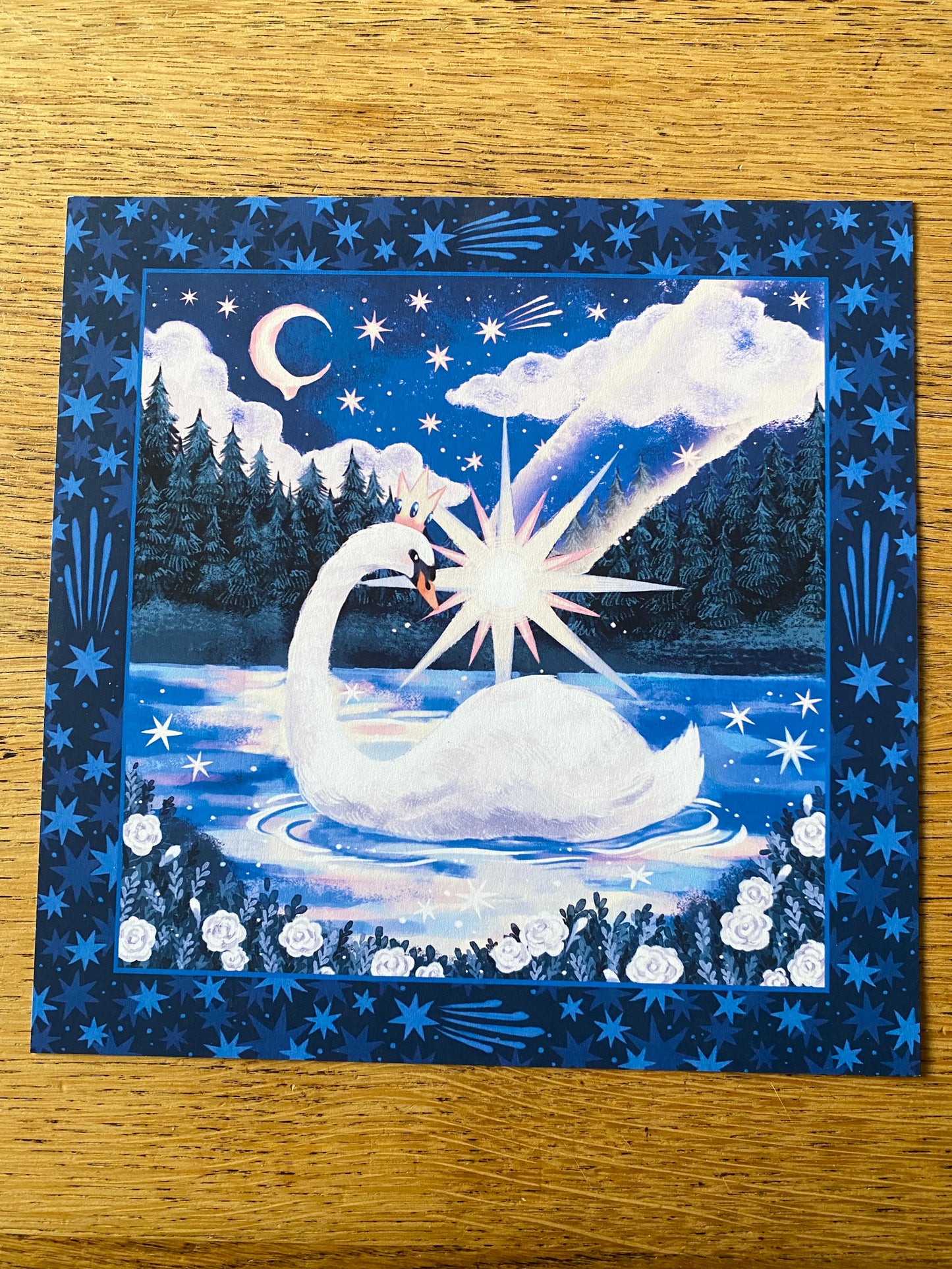 Star-dazzled Swan | Square Print