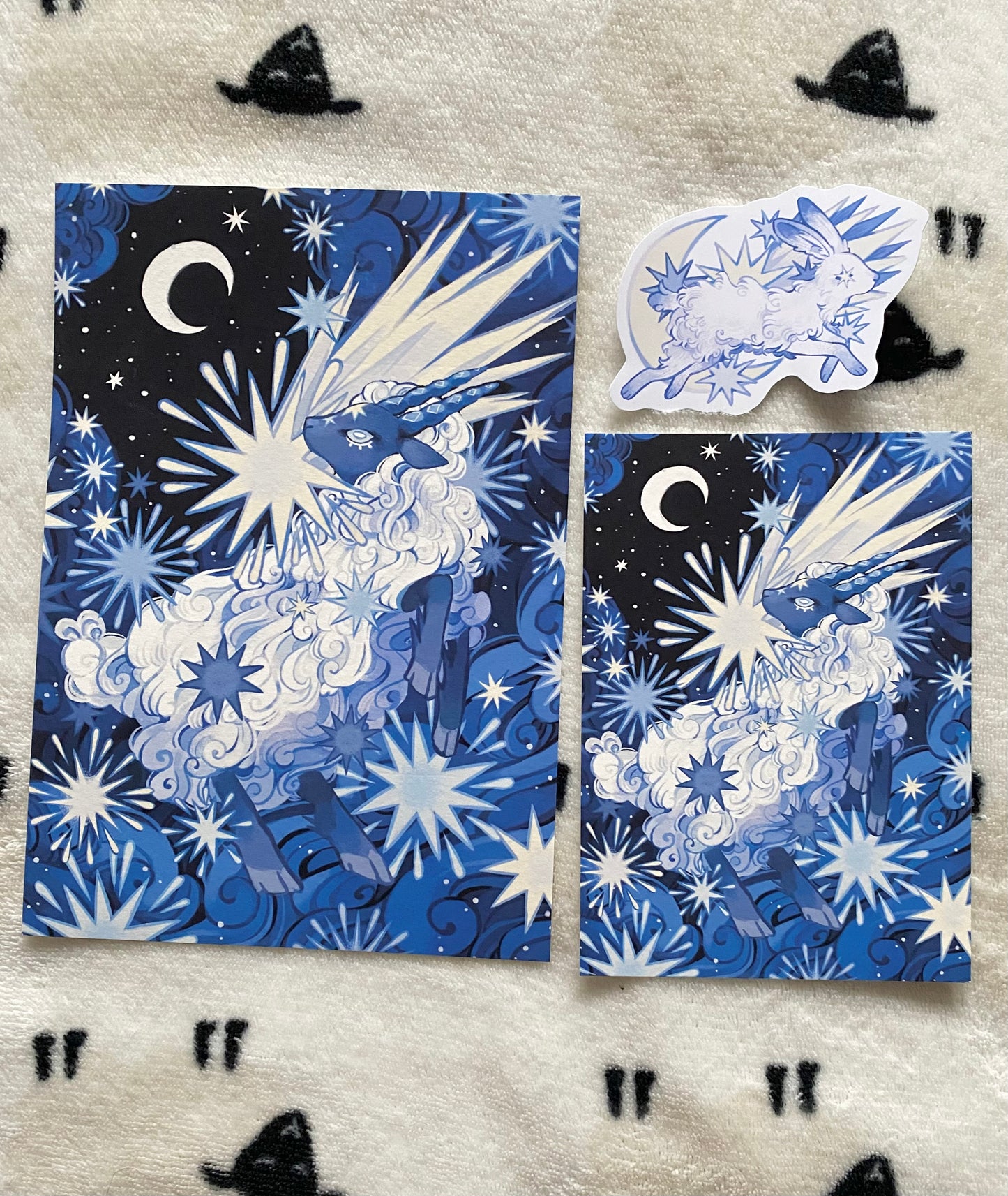 Starry Frost Sheep Print & Bunny Sticker