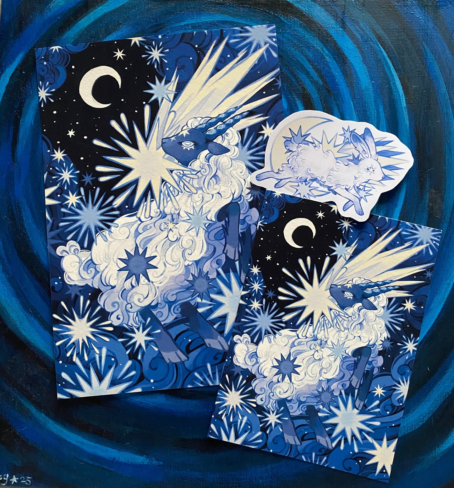 Starry Frost Sheep Print & Bunny Sticker