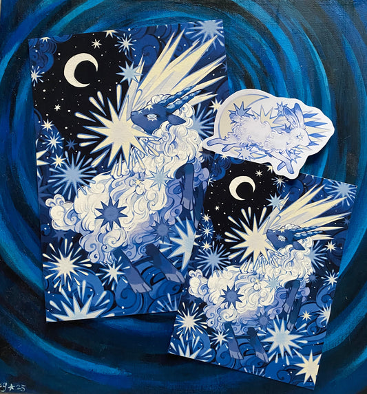 Starry Frost Sheep Print & Bunny Sticker